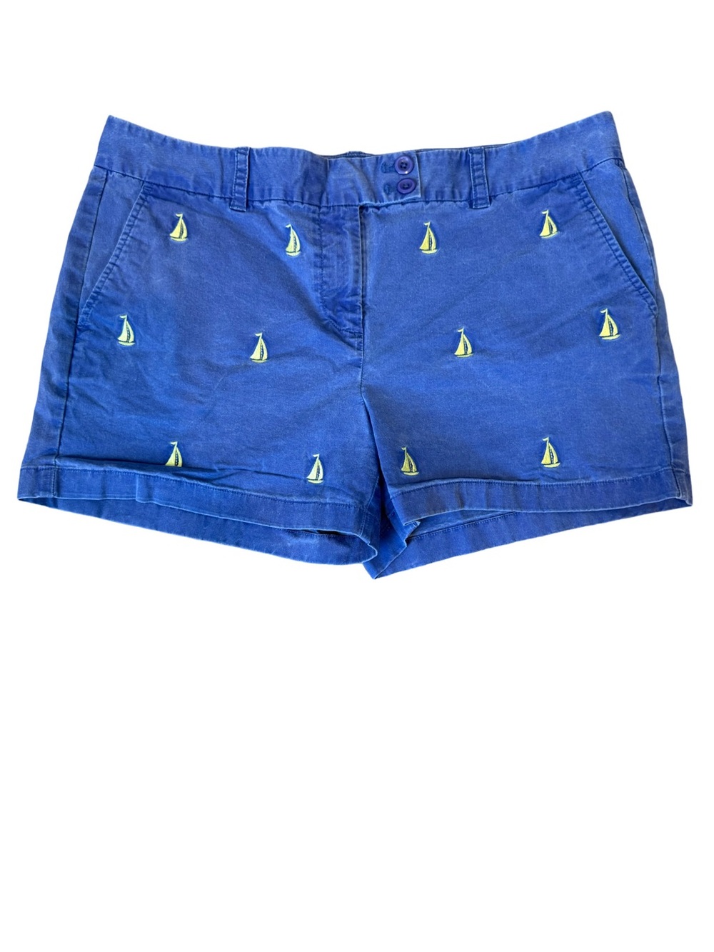 Vineyard Vines Blue Shorts with Yellow Sailboat Embroidery